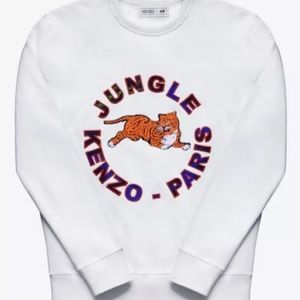 *EXCELLENT* KENZO JUNGLE H&M WHITE SWEATER SWEATSHIRT XS
